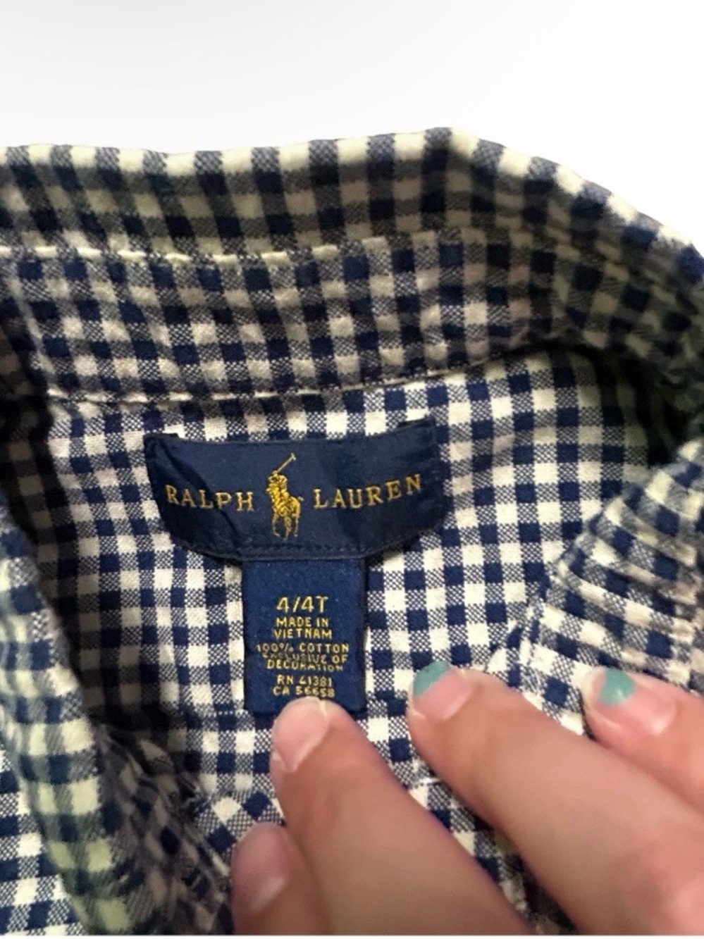 Toddler Boy Ralph Lauren Blue White Plaid Shirt Size 4T - Picture 4 of 4